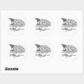 頭脳のツェッペリン型飛行船のステッカー(白い) ラウンドシール (シート)