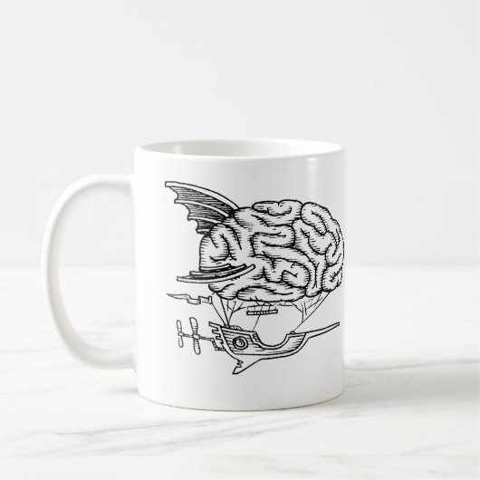 頭脳のツェッペリン型飛行船のマグ コーヒーマグカップ (左)