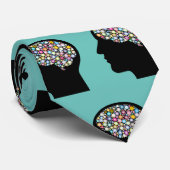 頭脳のヘッドシルエットのティール（緑がかった色）の専門の首のタイ ネクタイ (ロール)