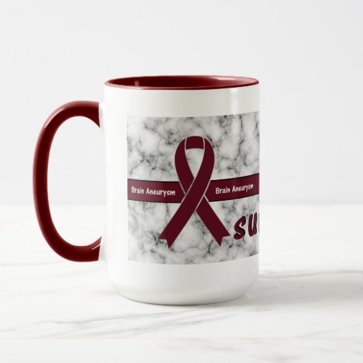 頭脳の動脈瘤の生存者によって大理石模様をつけられるコーヒー・マグ マグカップ (左)