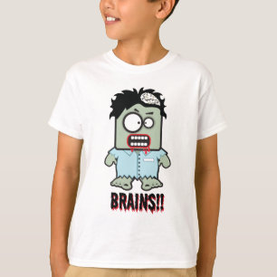頭脳の漫画のゾンビのハロウィンのワイシャツ Tシャツ