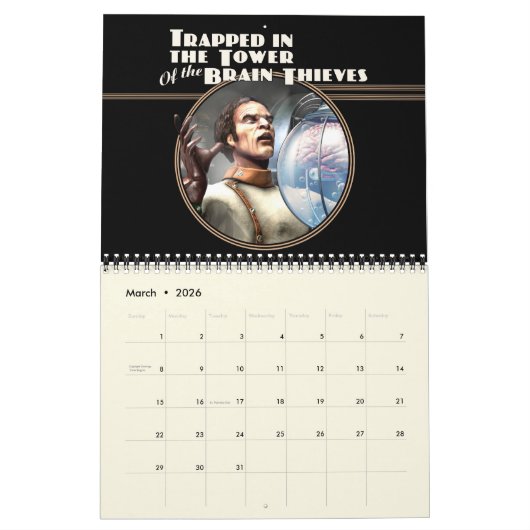 頭脳の盗人のカレンダーのタワーで引っ掛けられる カレンダー (3月 2026)
