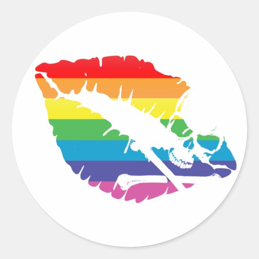 頭蓋骨と唇 ラウンドシール (正面)