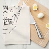 頭蓋骨モデル - ラベル付き キッチンタオル (四つ折り)