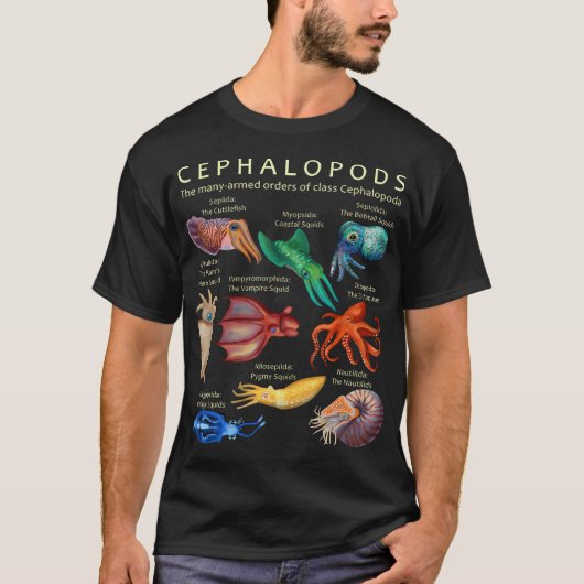頭足類のタコイカのイカとナウメ Tシャツ (正面)