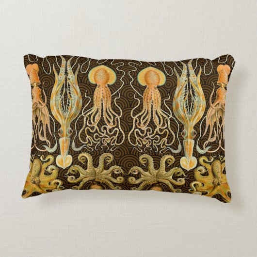 頭足類タコイカ海自然 アクセントクッション (裏面)