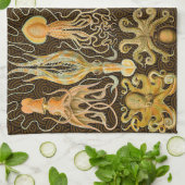 頭足類 タコ イカ 海洋 自然 キッチンタオル (折り畳み)