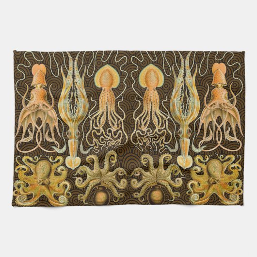 頭足類 タコ イカ 海洋 自然 キッチンタオル (横)