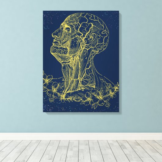 頭部と首の解剖学壁のアートキャンバス キャンバスプリント (インサイチュ (ウッドフロア))