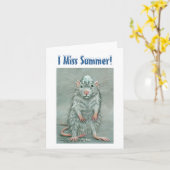 頭部のラットの雪玉、私は夏を恋しく思います! メッセージカード カード (黄色い花)