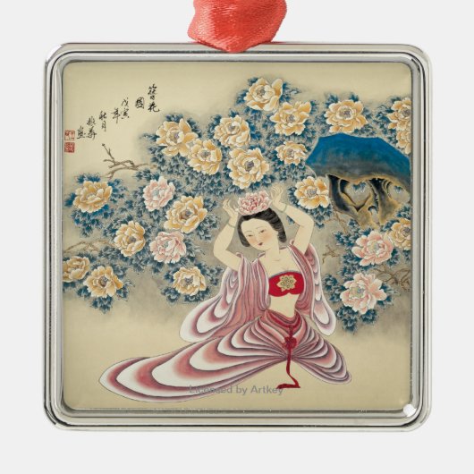 頭部の花を身に着けていること メタルオーナメント (正面)