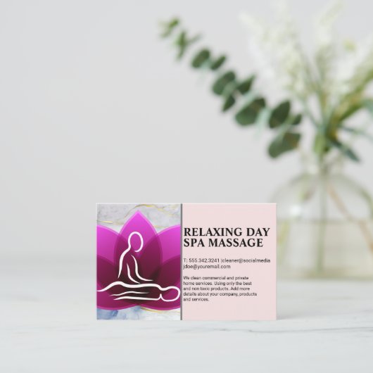 頭部マッサージ | デイスパロータスフラワーロゴ 名刺 (スタンド正面)