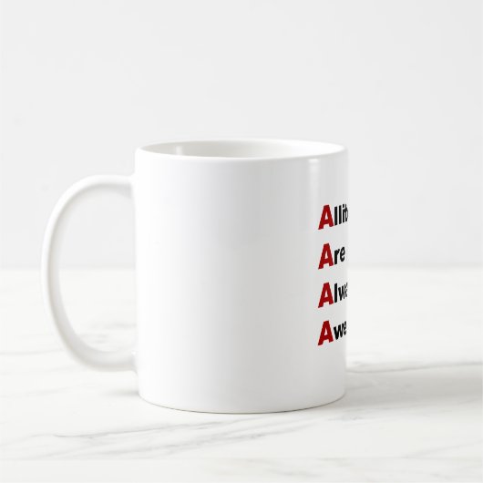 頭韻法は素晴らしいです常に コーヒーマグカップ (左)