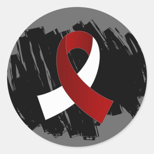 頭頸部がんバーガンディ白リボンとスクライブ ラウンドシール (正面)