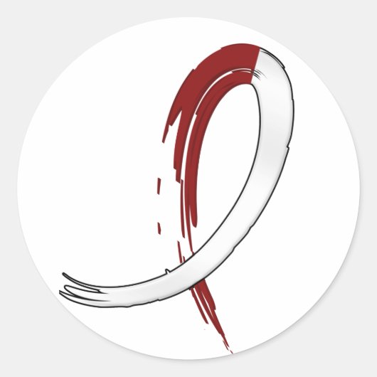 頭頸部がん包帯と白リボンA4 ラウンドシール (正面)