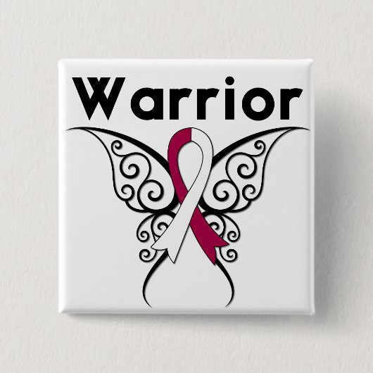 頭頸部がん戦士の部族蝶 缶バッジ (正面)