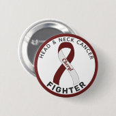 頭頸部がん戦闘機リボン白ボタン 缶バッジ (正面&裏面)