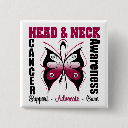 頭頸部がん認識度蝶 缶バッジ (正面)