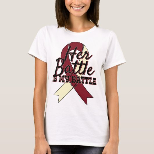 頭頸部癌の認識度彼女の戦いのワイシャツ Tシャツ (正面)