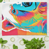 頭鮮やかのアートワーク キッチンタオル (折り畳み)