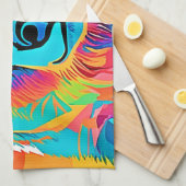 頭鮮やかのアートワーク キッチンタオル (四つ折り)