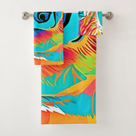 頭鮮やかのアートワーク バスタオルセット