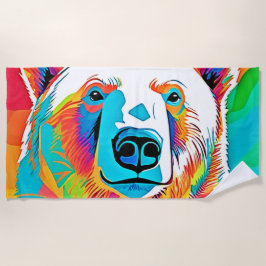 頭鮮やかのアートワーク ビーチタオル