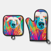 頭鮮やかのアートワーク 鍋つかみ&鍋敷きセット (正面)