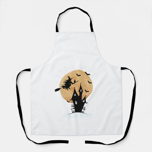頻繁に飛ぶ魔女のハロウィンTシャツは完璧 エプロン (正面)