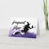 頻繁フライヤーウィッチ面白いハロウィーンのグリーティングカード カード (正面)