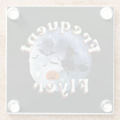 頻繁フライヤーハロウィーンウィッチライディングブロムスティック ガラスコースター (裏面)