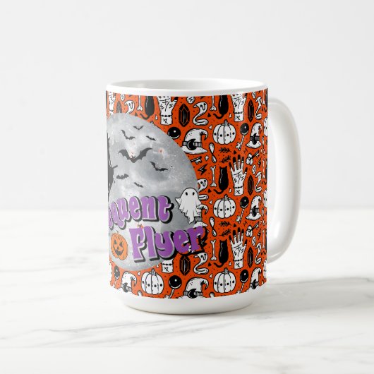 頻繁フライヤーハロウィーンウィッチライディングブロムスティック コーヒーマグカップ (正面右)