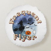 頻繁フライヤーハロウィーンウィッチライディングブロムスティック ラウンドクッション (裏面)