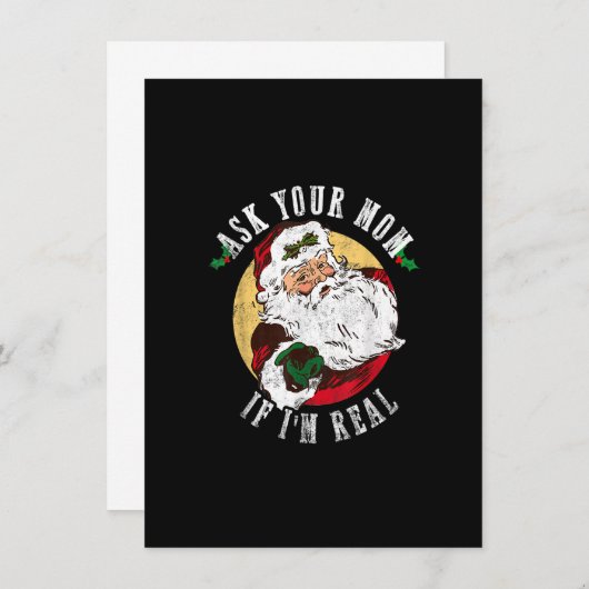 頼もしお母さん実在はSanta Claだ 招待状 (正面/裏面)