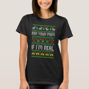 頼もしお母さん私はサ実在タ・クラウス・醜いクリスマ Tシャツ