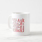 頼んで下さい、追求して下さい、たたいて下さい コーヒーマグカップ (正面左)