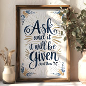 頼マタイ与え7:7聖なる書物、 経典芸術だ ポスター