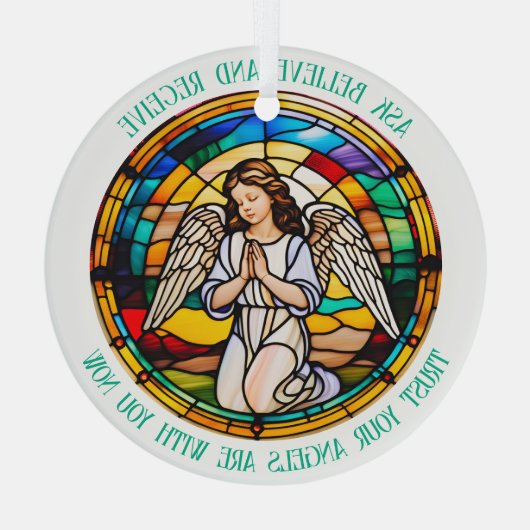 頼信じ受信 | レインボーエンジェル染色 ガラスオーナメント (裏面)