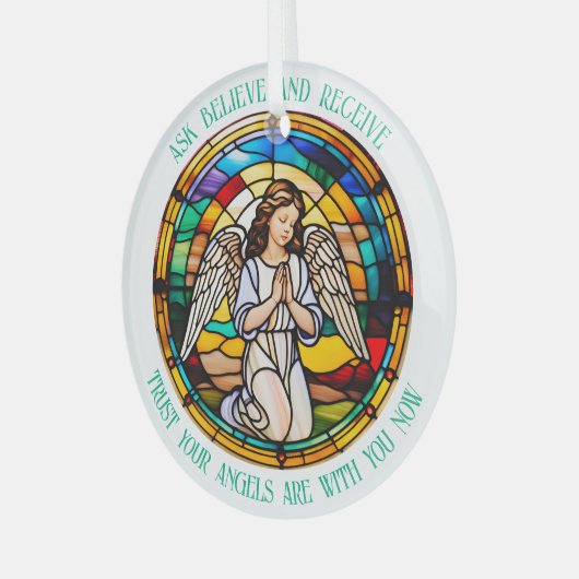 頼信じ受信 | レインボーエンジェル染色 ガラスオーナメント (正面左)