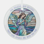 頼信じ,天使を受け取る | 薄紫、水色の染色 ガラスオーナメント (正面)