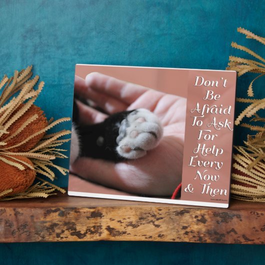 頼救済勇気付けられる猫のスローガン フォトプラーク (側面)