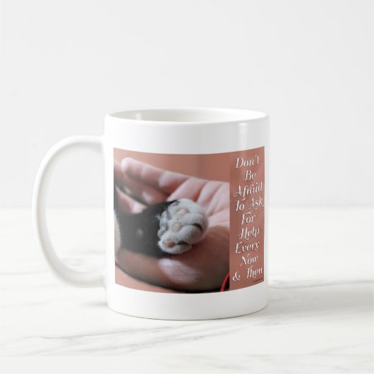 頼救済Cat Paw写真感動的用 コーヒーマグカップ (左)