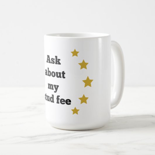 「頼私のスタッド料金について」 – 黒と金ゴールド星 コーヒーマグカップ (正面右)