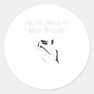 頼私の忍者の変装おもしろいTシャツ ラウンドシール