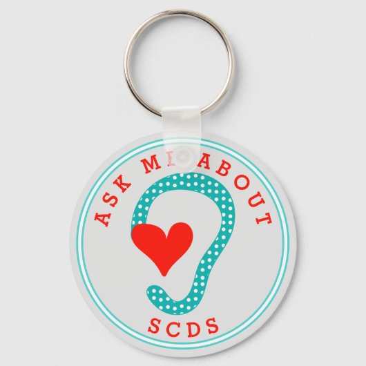 頼SCDS(赤文字とアクア)について キーホルダー (正面)