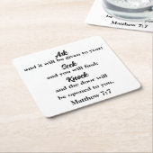 頼Seek Knock Matthew 7:7 Bible Verse スクエアペーパーコースター (アングル)