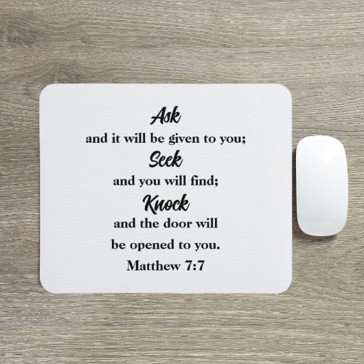 頼Seek Knock Matthew 7:7 Bible Verse マウスパッド