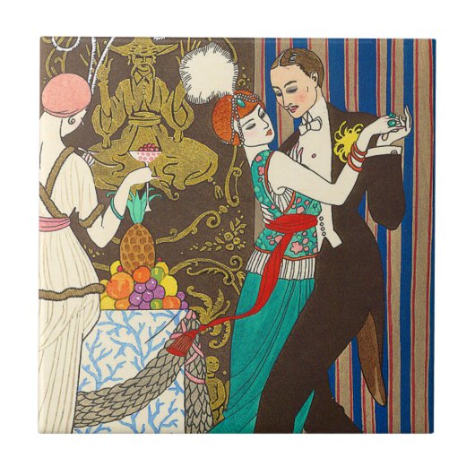 頽廃的なパリのアールデコのタイルの夜 タイル (正面)