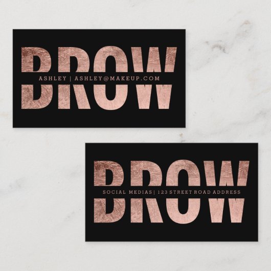 額によって切り取られるのどのばら色の金ゴールドのタイポグラフィの黒 名刺 (正面/裏面)