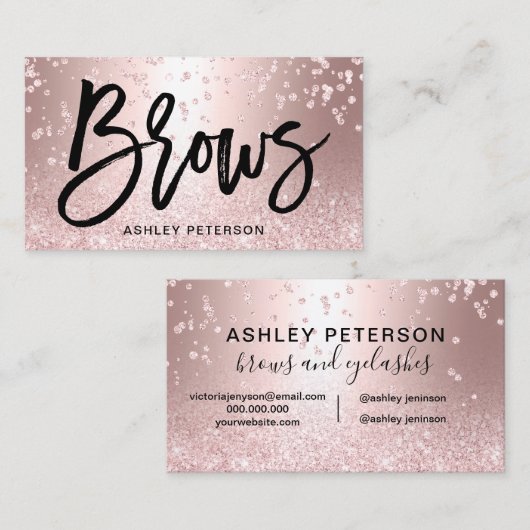 額のばら色の金ゴールドのグリッターの金属輝きの紙吹雪 名刺 (正面/裏面)